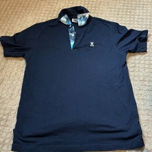 Psycho Bunny Navy Blue Polo Size 6 Large Pearl Buttons Great Condition worn 1x